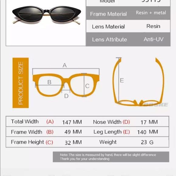 Cat Eye Sunglasses Oval Metal Frame Brown color main image 8